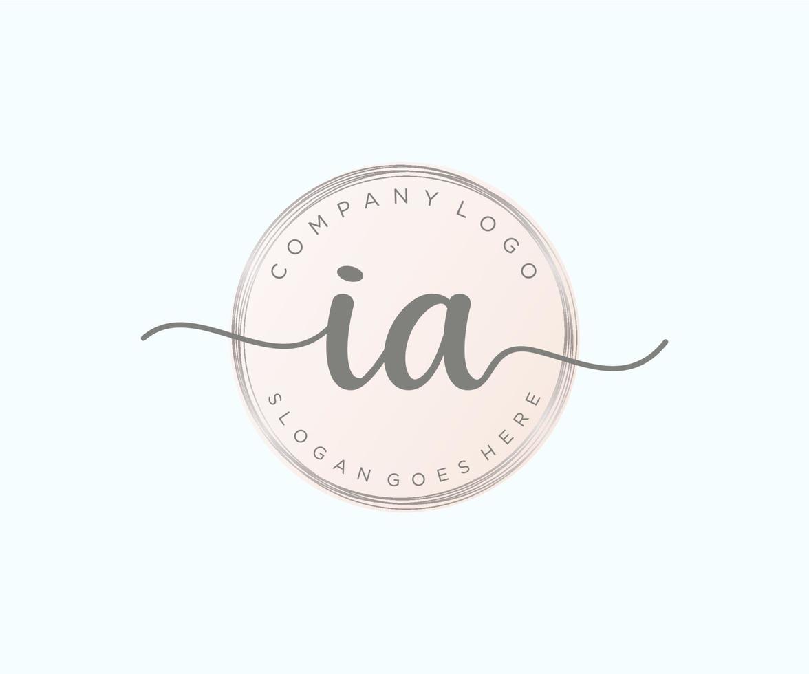 initiale ia logo féminin. utilisable pour les logos nature, salon, spa, cosmétique et beauté. élément de modèle de conception de logo vectoriel plat.