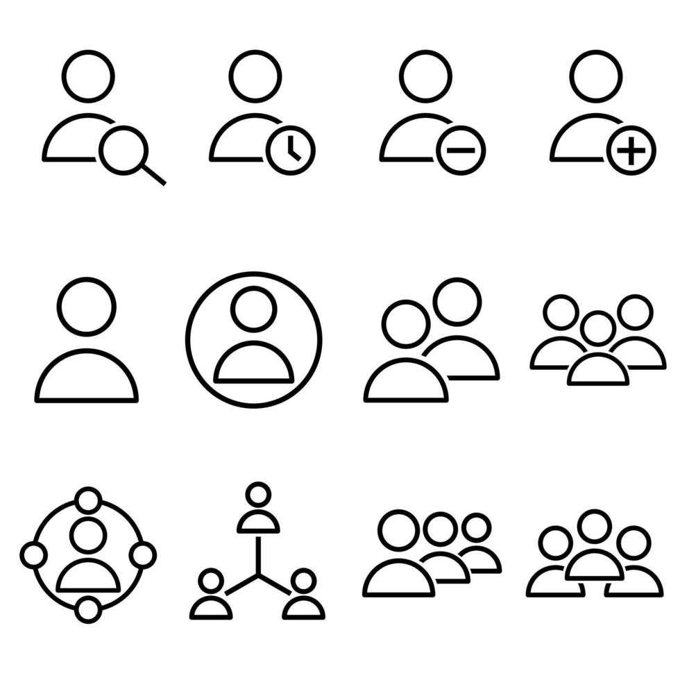 ensemble de vecteurs d'icônes utilisateur. collection de signes d'illustration de personnes. symbole de l'homme. vecteur