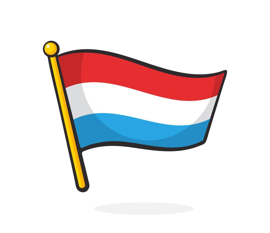 illustration de dessin animé du drapeau du luxembourg sur flagstaff vecteur
