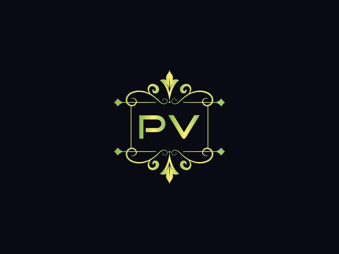 logo de luxe monogramme pv, création de logo de lettre pv minimale vecteur