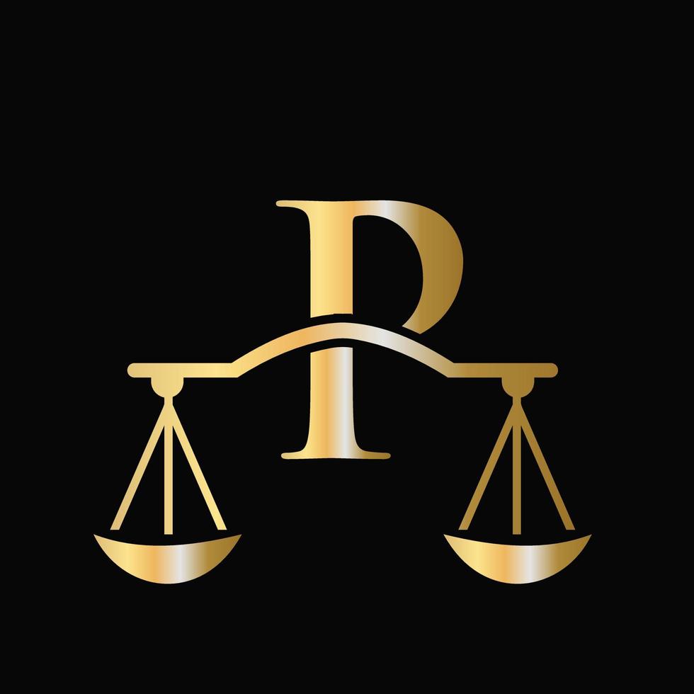 création de logo de droit d'avocat à l'échelle de la lettre p. pilier initial, cabinet d'avocats, conception de signe d'avocat vecteur