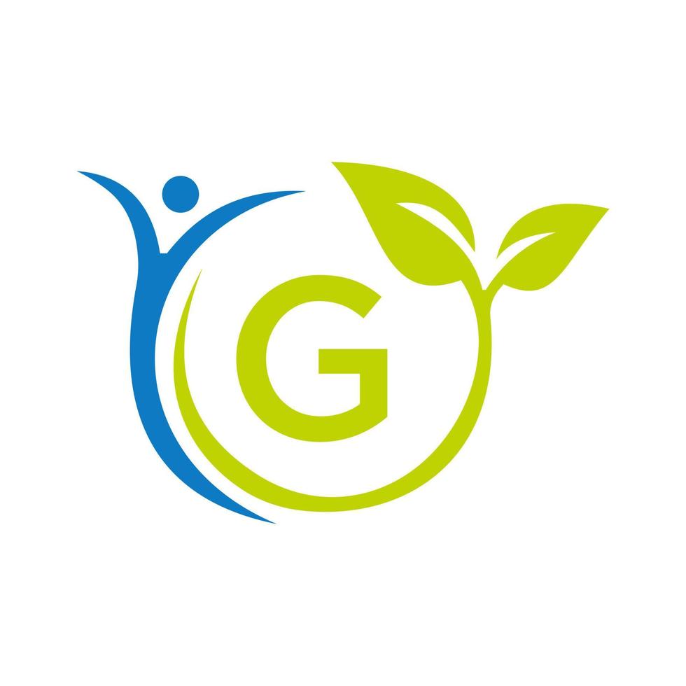 création de logo de soins de santé lettre g. modèle de logo médical. logo de remise en forme et de santé humaine vecteur