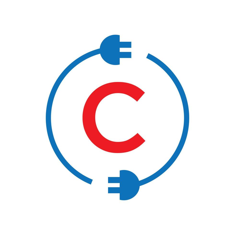 logo de l'électricité de la lettre c du tonnerre. industriel électrique, boulon électrique de signe de puissance vecteur