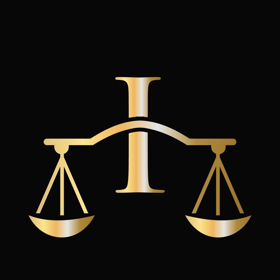 lettre i échelle création de logo de loi d'avocat. pilier initial, cabinet d'avocats, conception de signe d'avocat vecteur