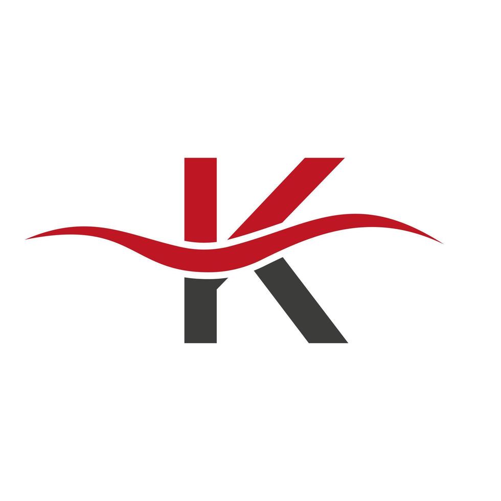 lettre k logo signe conception eau vague concept vecteur