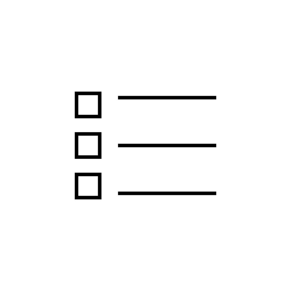 icône de ligne de liste. signe vectoriel dessiné avec une fine ligne noire. trait modifiable. parfait pour l'interface utilisateur, les applications, les sites Web, les livres, les articles