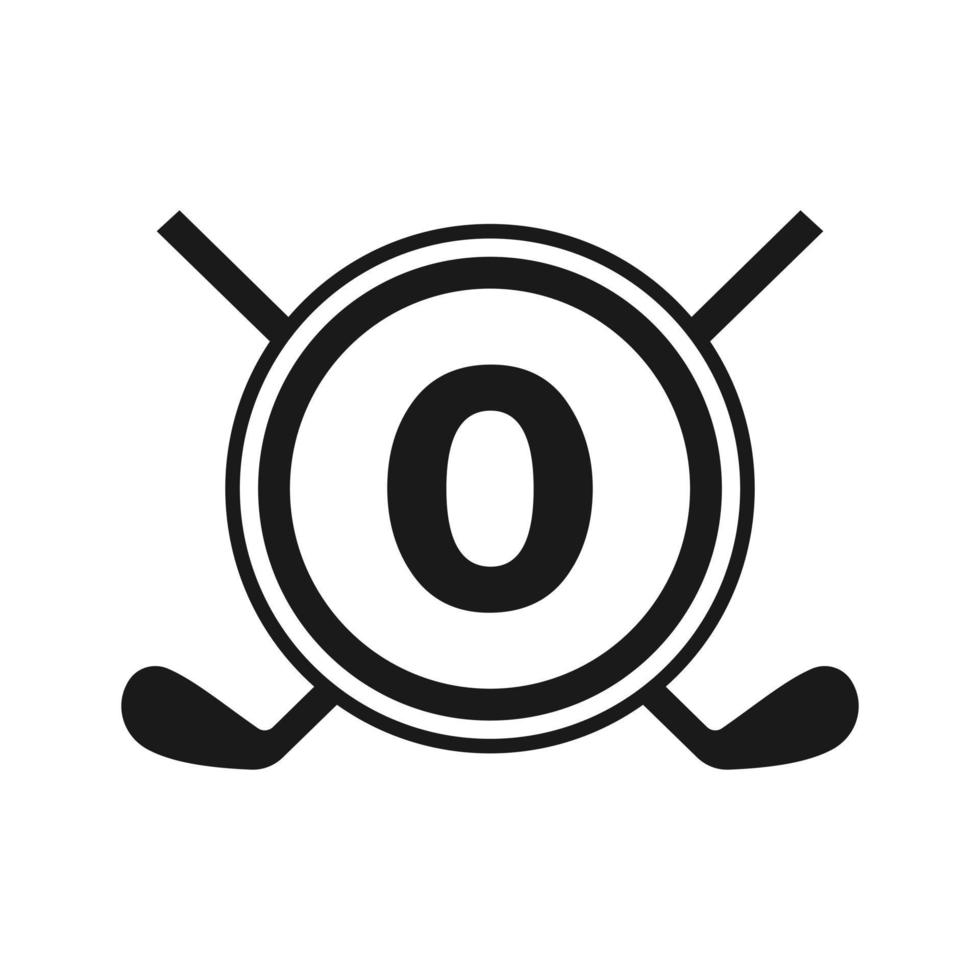 logo de hockey sur le modèle vectoriel lettre o. logo de l'équipe sportive du tournoi de hockey sur glace américain