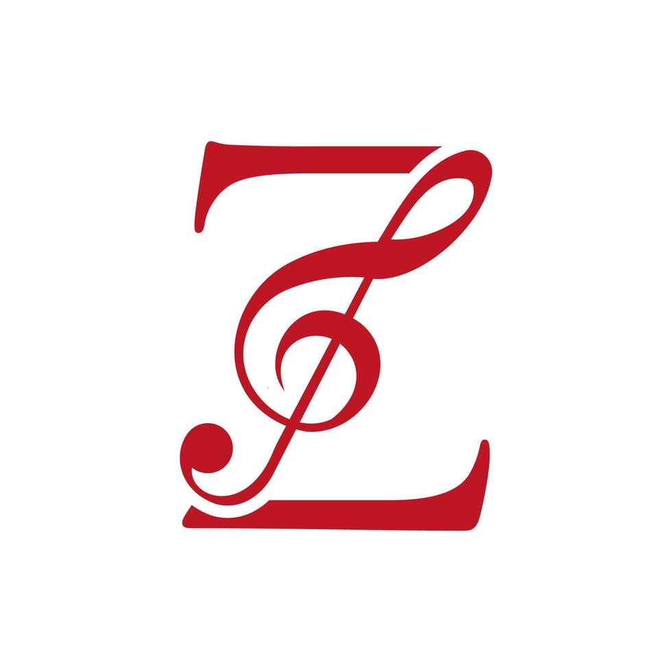 logo de musique sur le concept de la lettre z. signe de note de musique, modèle de mélodie de musique sonore vecteur