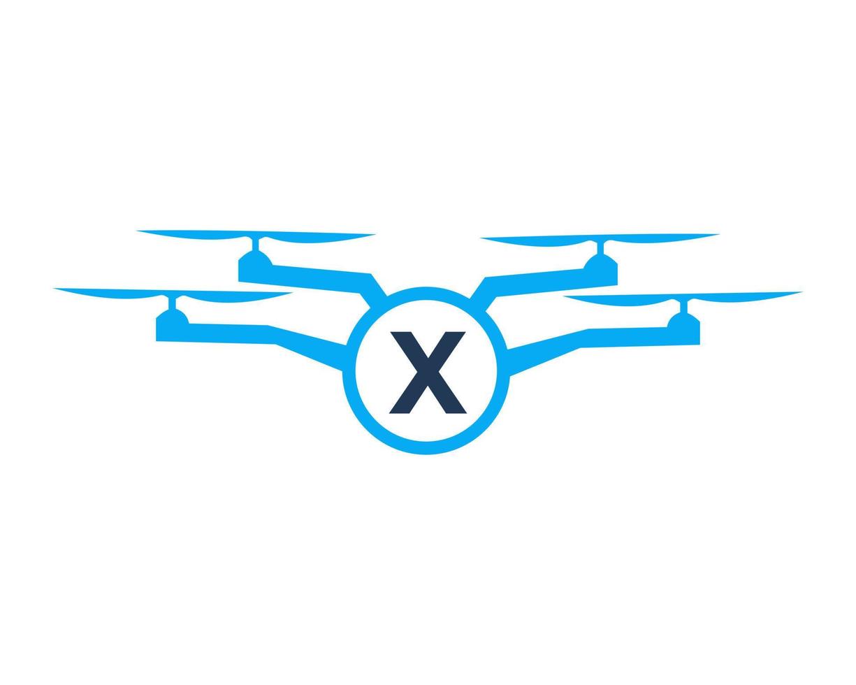 création de logo de drone sur le concept de lettre x. modèle de vecteur de drone de photographie