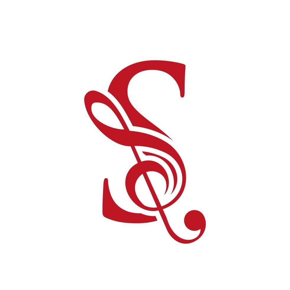 logo de musique sur le concept de la lettre s. signe de note de musique, modèle de mélodie de musique sonore vecteur