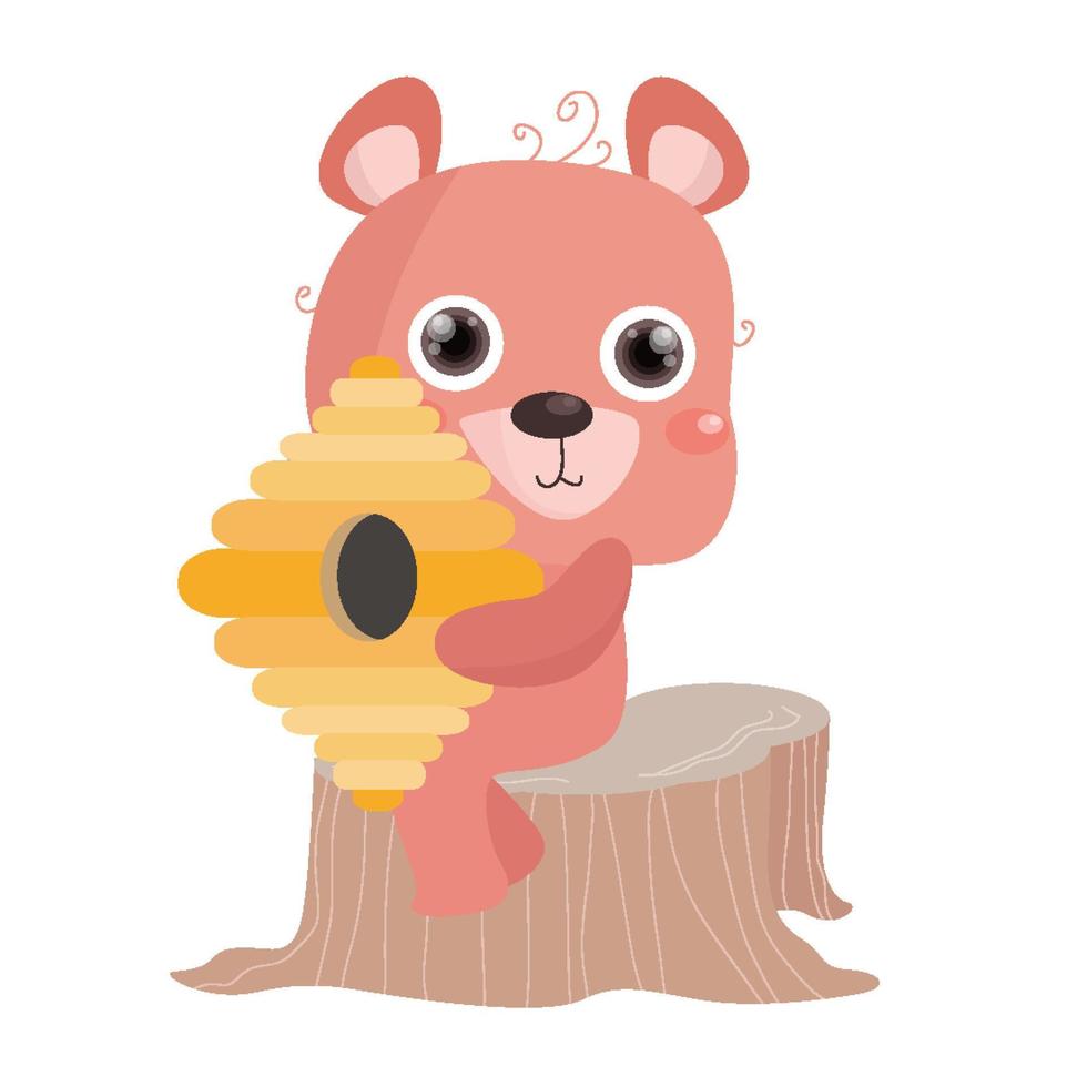 illustration d'ours plat mignon adaptée à la conception d'enfant vecteur