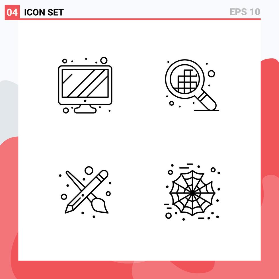 concept de 4 lignes pour les sites Web mobiles et les applications moniteur conception de crayon brosse araignée éléments de conception vectoriels modifiables vecteur