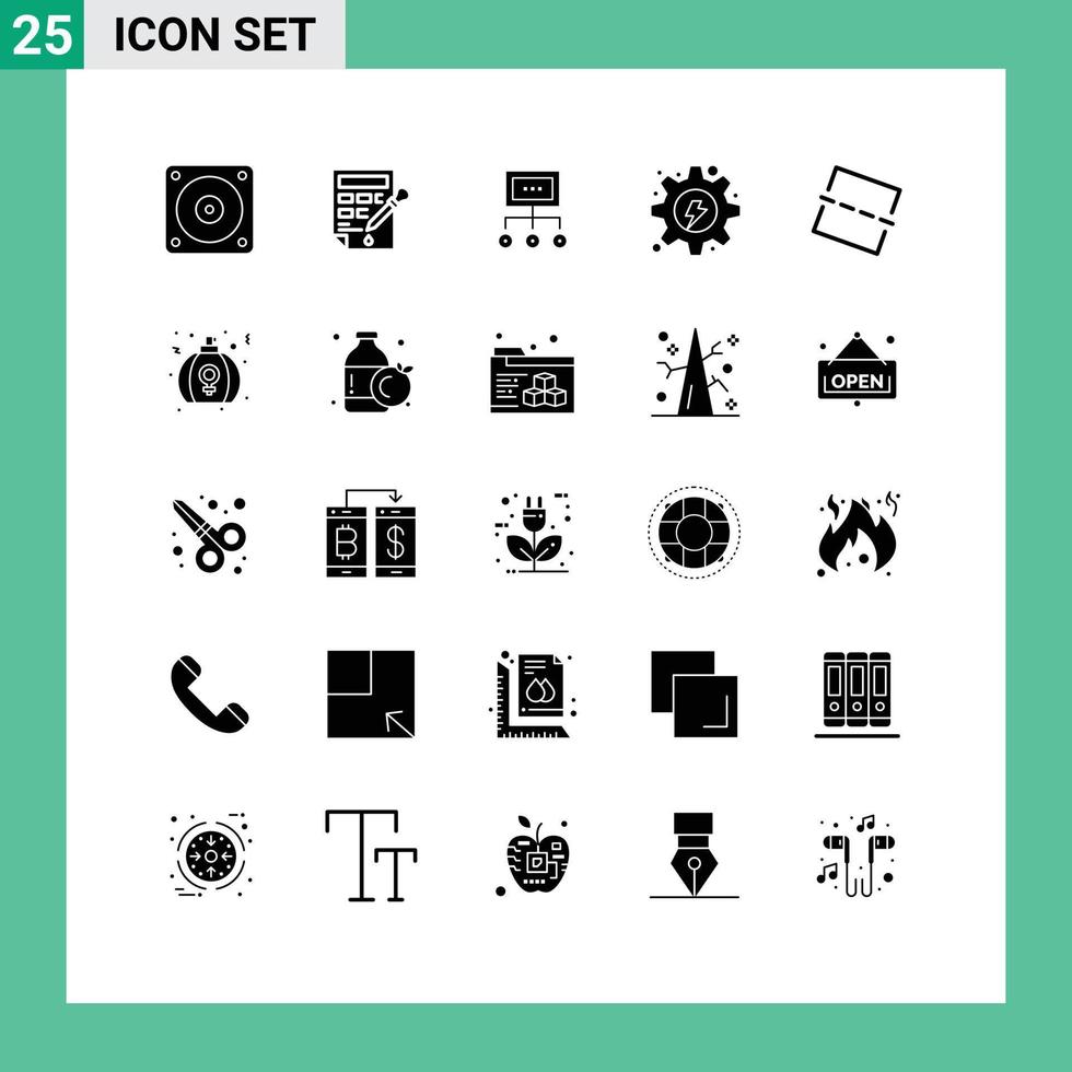 25 glyphes solides vectoriels thématiques et symboles modifiables d'éléments de conception vectoriels modifiables d'organisation de processus métier hydroélectrique vecteur