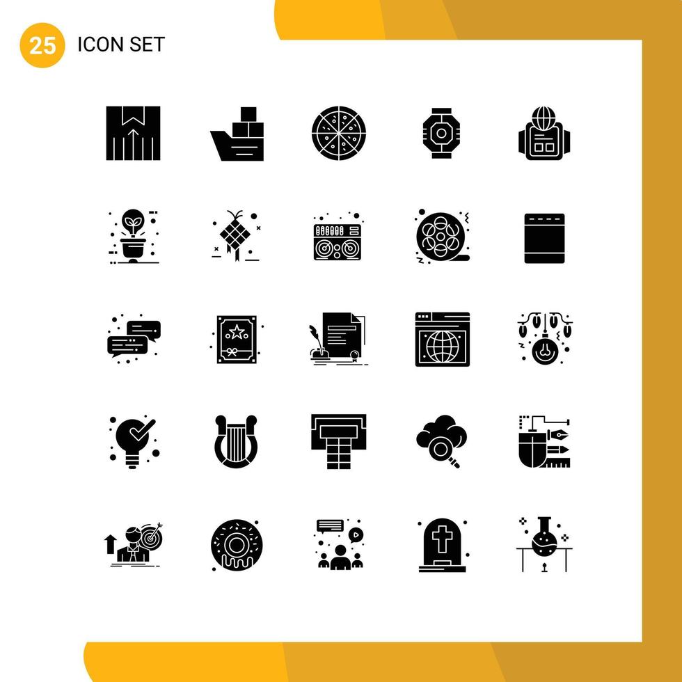 25 concept de glyphe solide pour les sites Web mobiles et les applications watch pod ship module capsule éléments de conception vectoriels modifiables vecteur