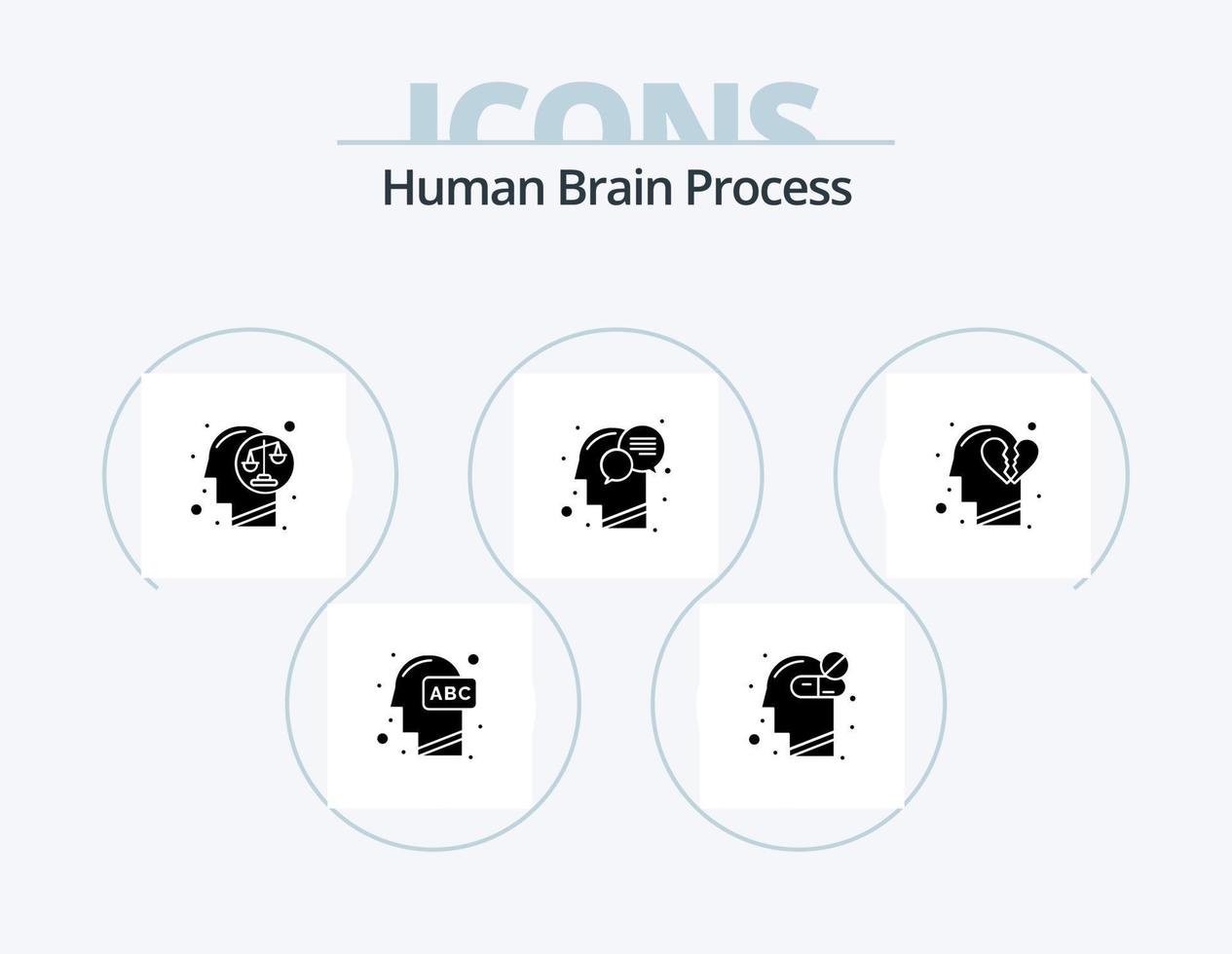 pack d'icônes de glyphe de processus de cerveau humain 5 conception d'icônes. pensée. diriger. Médicament. la communication. Humain vecteur