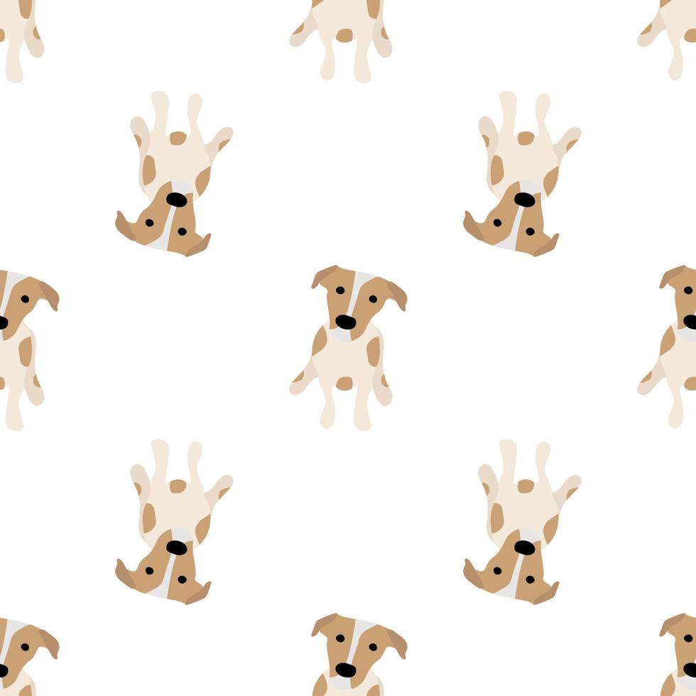 chiens mignons jack russell terrier. animaux de compagnie. modèle sans couture dessiné main de vecteur. parfait pour bébé, vêtements pour enfants, design imprimé, textile. fond blanc. vecteur