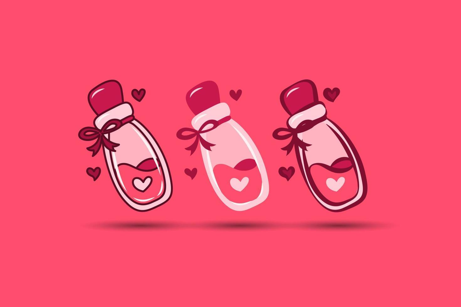 bouteille de potion d'amour élément saint valentin. illustration vectorielle vecteur