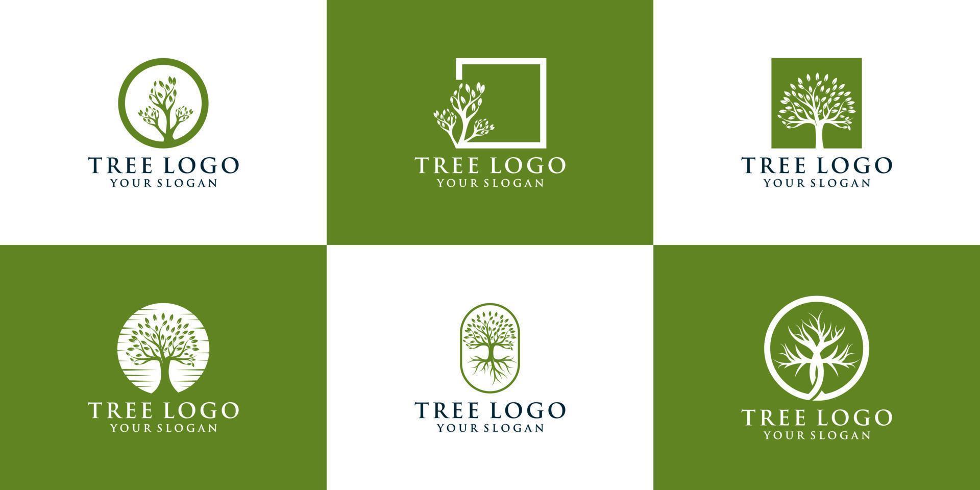 collection de logos d'arbres naturels vecteur