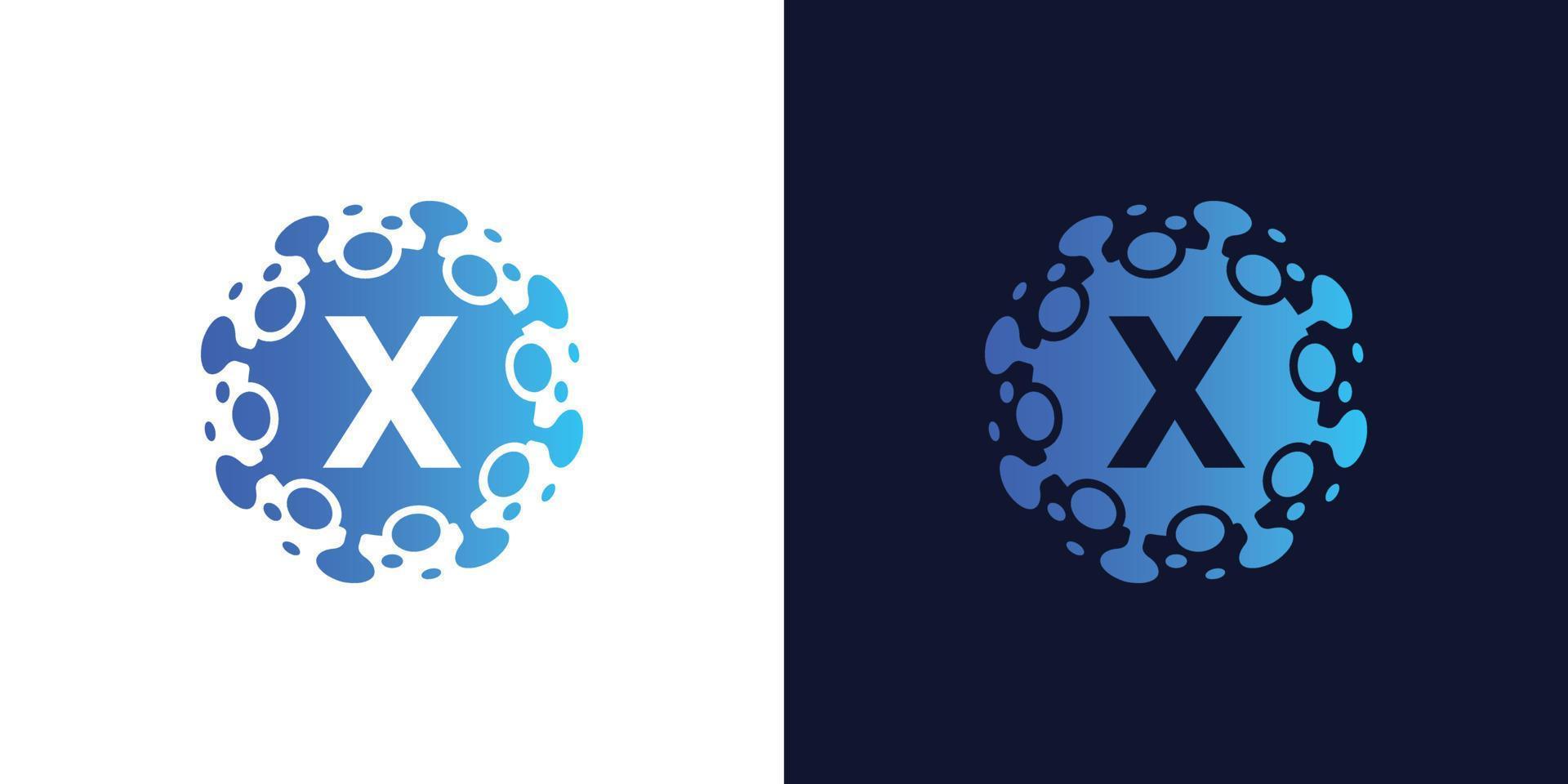 molécule initiale lettre x logo design , élément de conception de logo de laboratoire , vecteur de conception avec des points