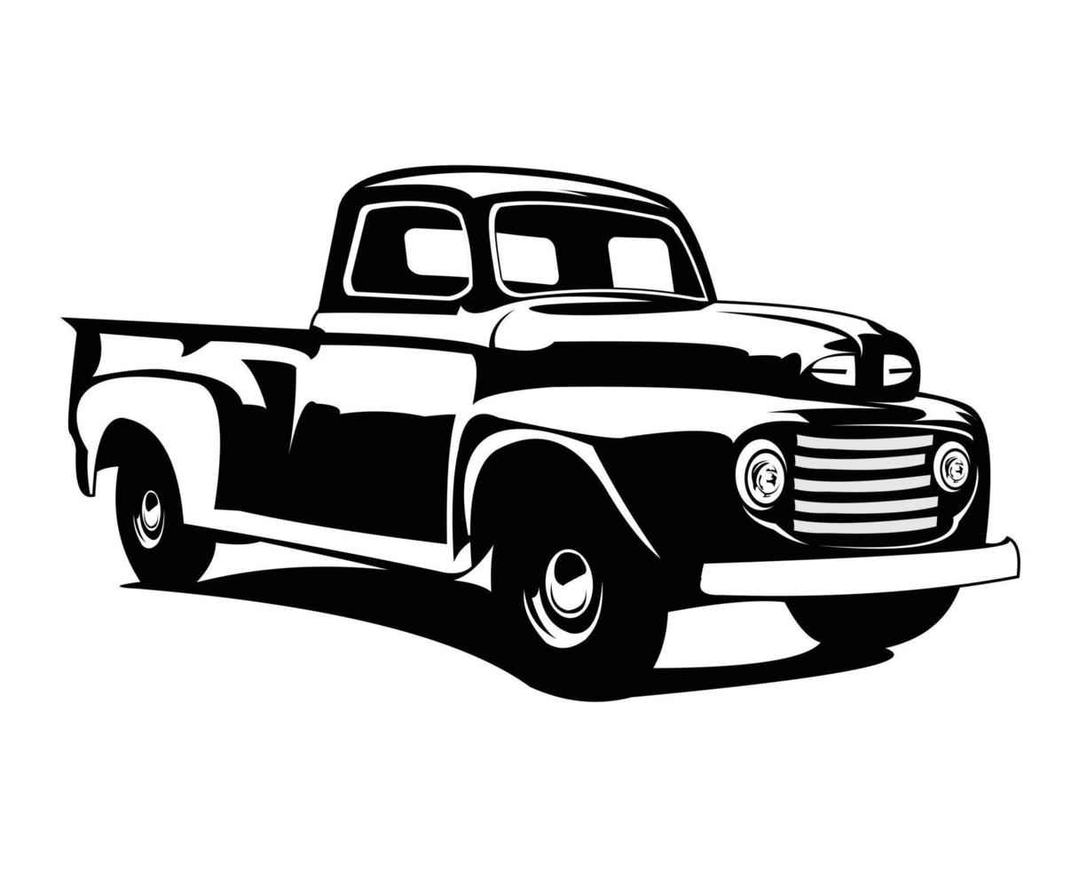 silhouettes de camionnettes vintage. conception de camion de vecteur périmium. meilleur pour l'insigne de concept d'emblème, camion industriel.