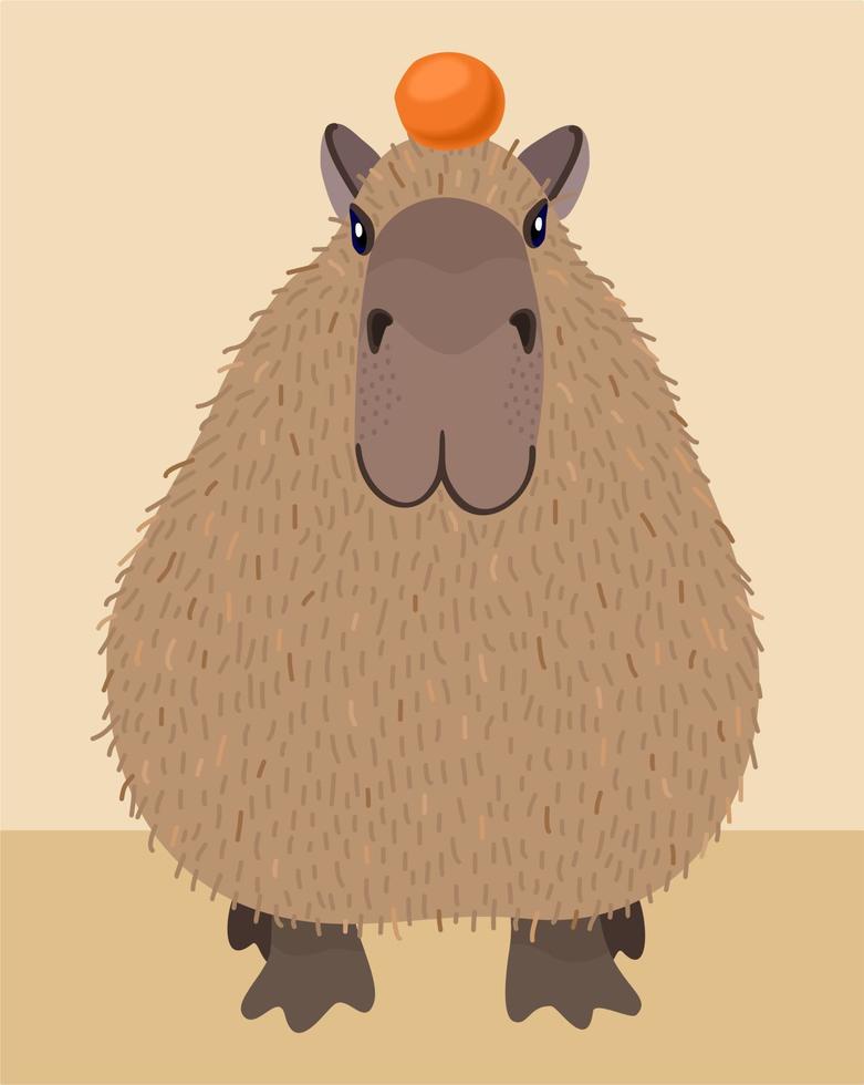 illustration vectorielle mignonne de capybara sur fond beige. vecteur