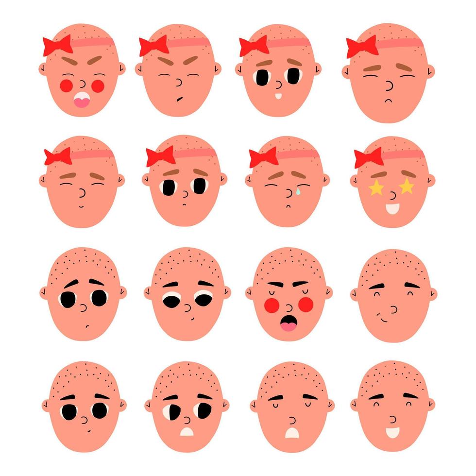 portraits de bébés avec différentes émotions. les petits garçons et les petites filles expriment des sentiments différents. illustration vectorielle dans un style plat vecteur