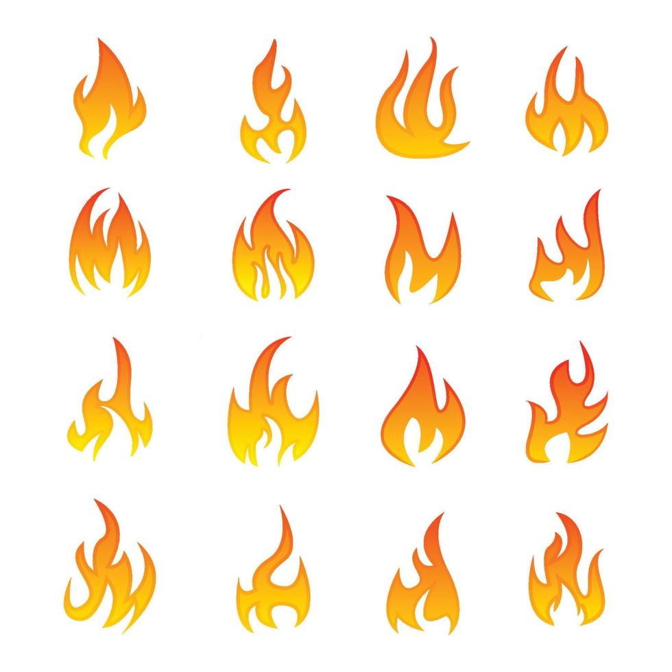 ensemble vectoriel d'icônes de feu et de flammes flammes colorées dans le style plat