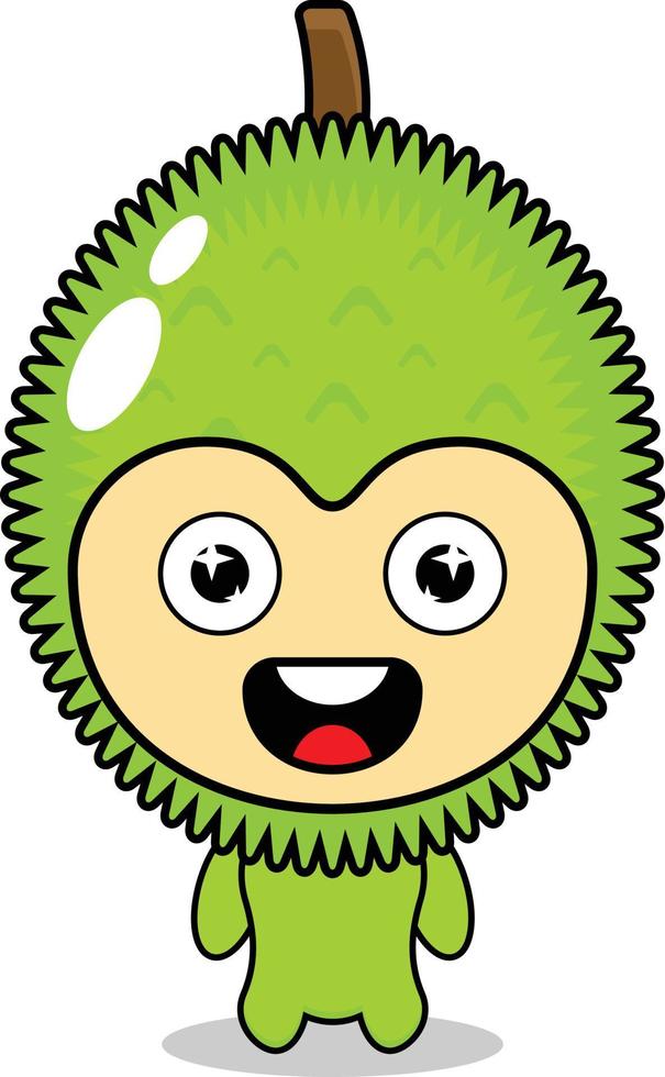 illustration de dessin animé du personnage de mascotte de fruit durian mignon sur fond blanc vecteur