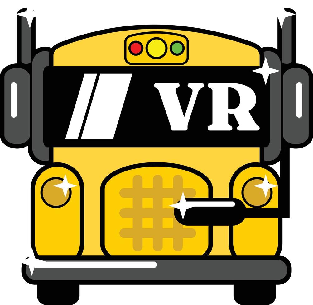 l'illustration de conception graphique de dessin animé de mascotte de bus scolaire vr, très appropriée pour être utilisée comme t-shirts pour enfants vecteur