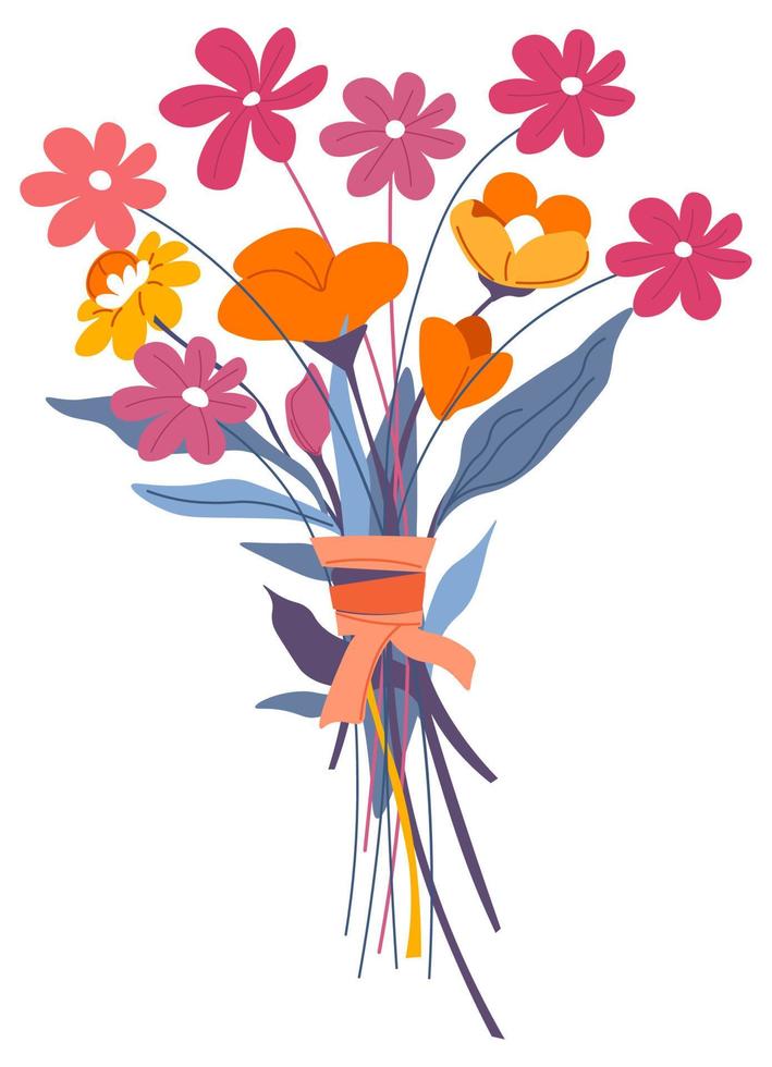 bouquet de fleurs avec wildflora, cadeau ou cadeau vecteur