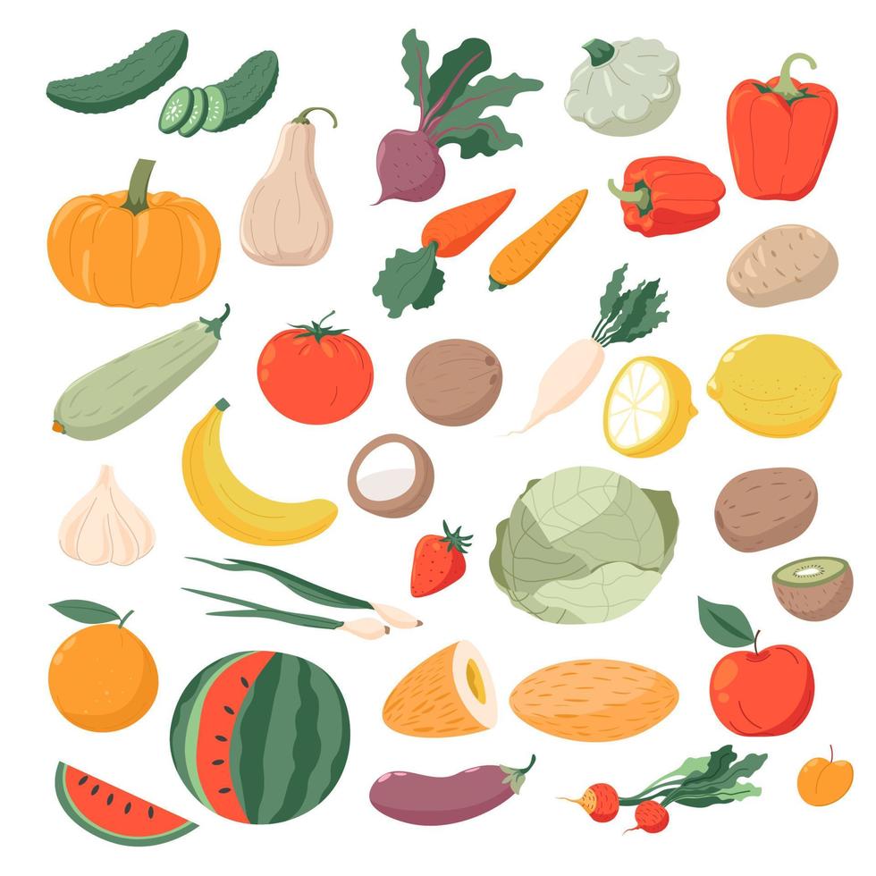 légumes et fruits produits biologiques et naturels vecteur