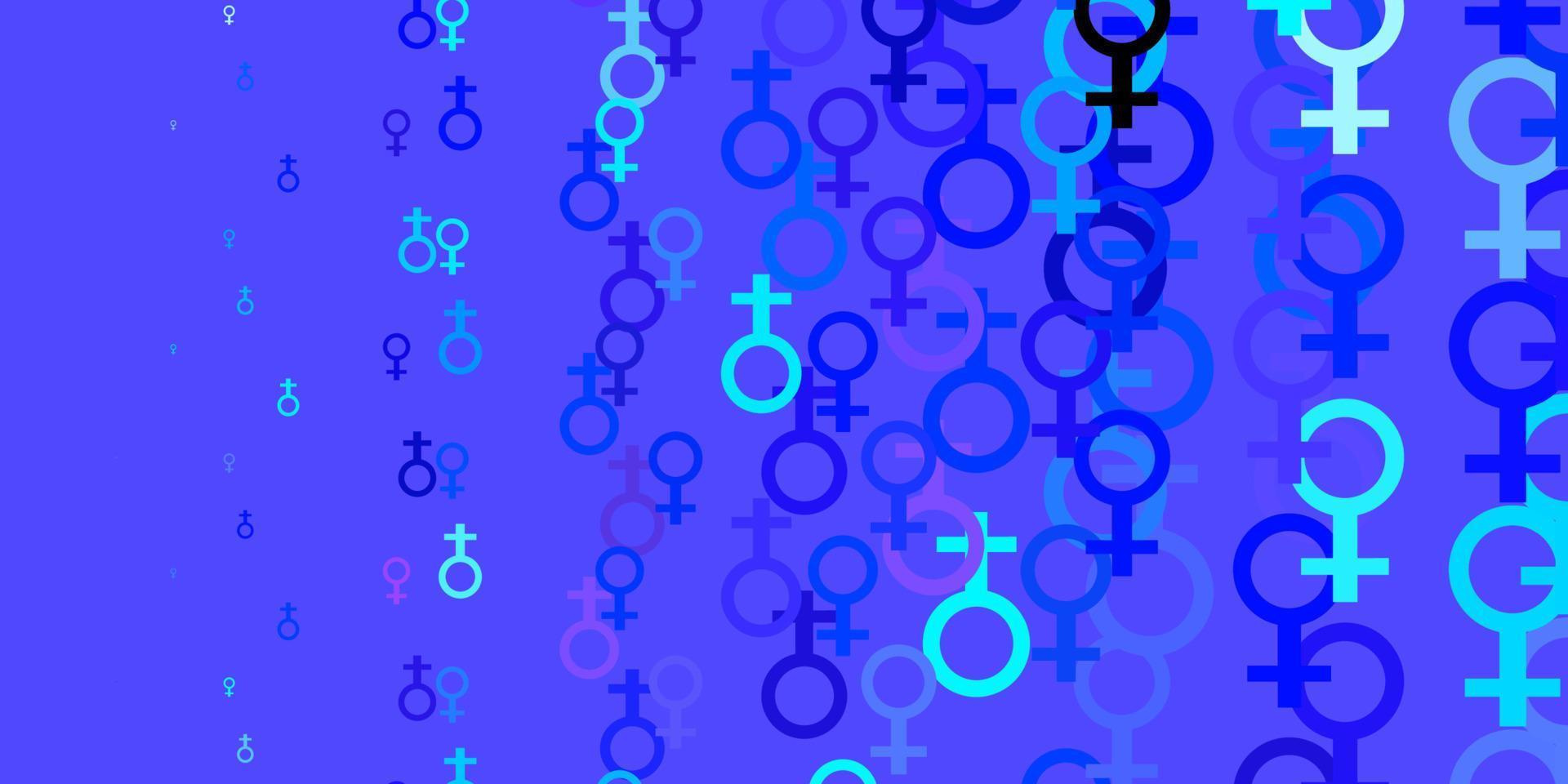 toile de fond de vecteur rose clair, bleu avec les symboles de puissance de la femme.