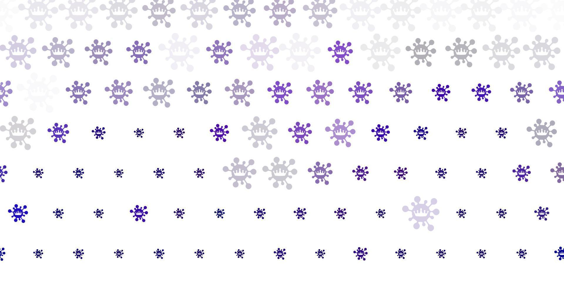 toile de fond de vecteur violet clair avec symboles de virus.