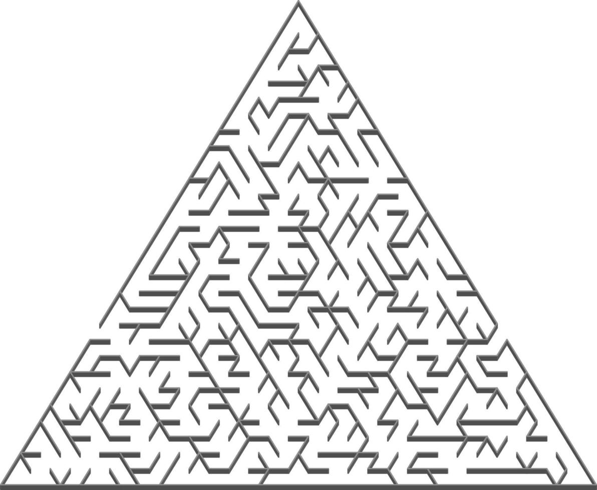 mise en page de vecteur avec un labyrinthe 3d triangulaire gris, énigme.