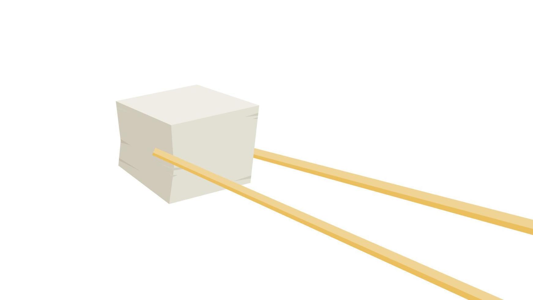 vecteur de tofu blanc. style de dessin animé de tofu isolé sur fond blanc. alimentation végétarienne, alimentation saine.