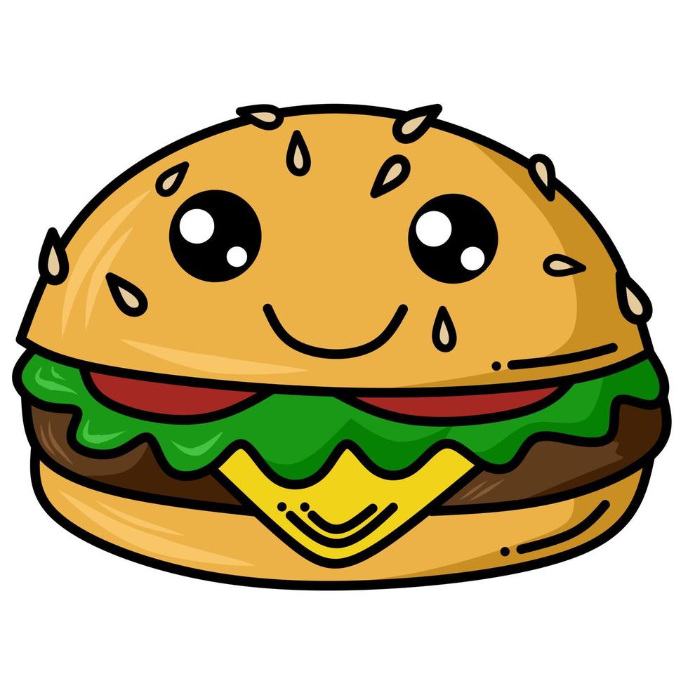 dessin vectoriel de burger mignon pour cahier de coloriage