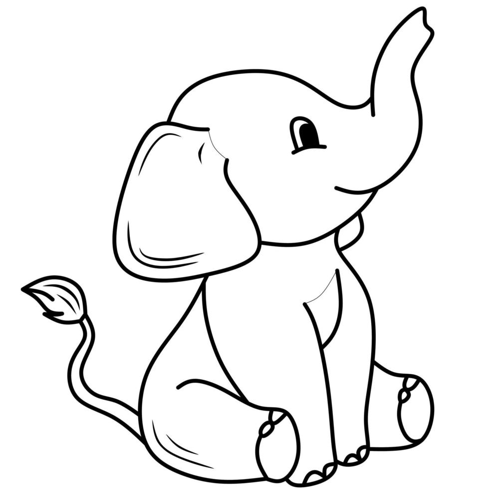 illustration de contour de dessin animé mignon bébé éléphant. activité  facile de page de livre de coloriage d'animaux pour les enfants 16137787  Art vectoriel chez Vecteezy