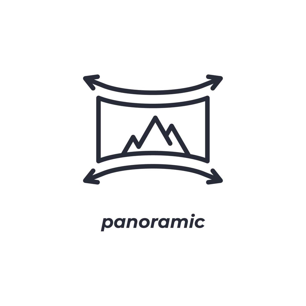 Le symbole panoramique du signe vectoriel est isolé sur un fond blanc. couleur de l'icône modifiable.
