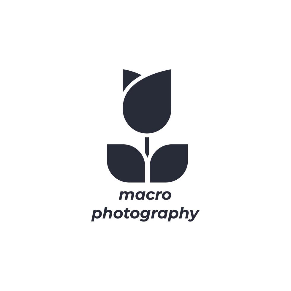 Le symbole de la macro photographie de signe vectoriel est isolé sur un fond blanc. couleur de l'icône modifiable.