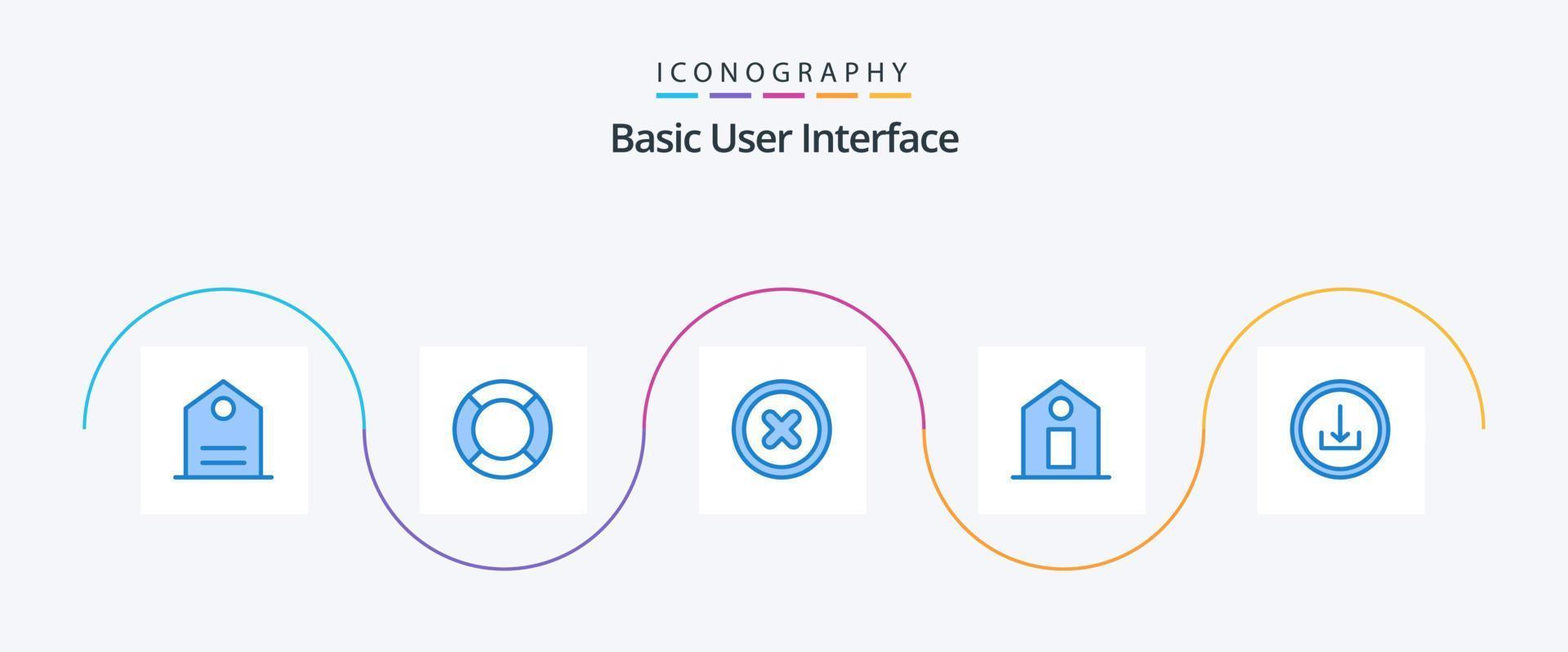 pack d'icônes de base bleu 5, y compris l'interface. basique. basique. application. le prix vecteur