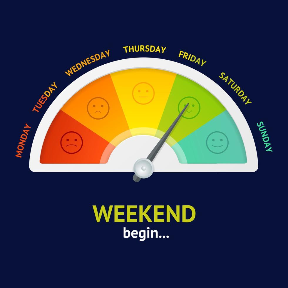 compteur de début de week-end 3d détaillé et réaliste. vecteur