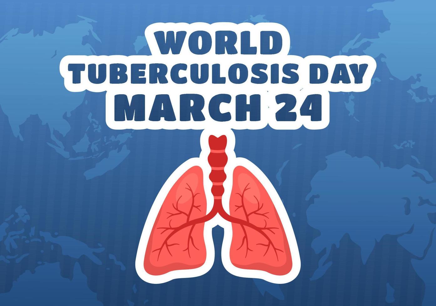 illustration de la journée mondiale de la tuberculose le 24 mars avec des images des poumons et de l'inspection des organes dans des modèles de page de destination dessinés à la main vecteur