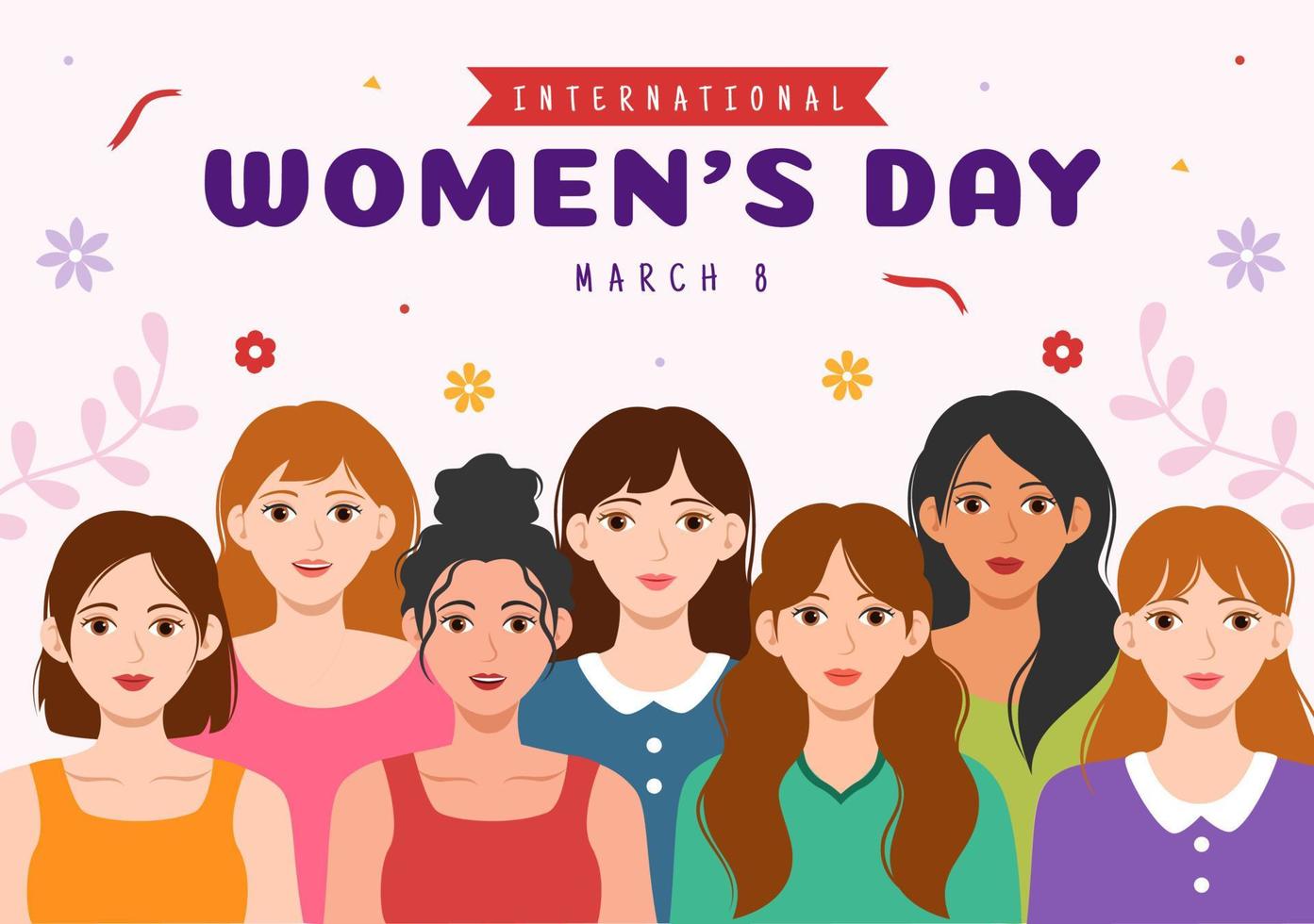 illustration de la journée internationale de la femme le 8 mars pour célébrer les réalisations des femmes dans des modèles de page de destination dessinés à la main vecteur
