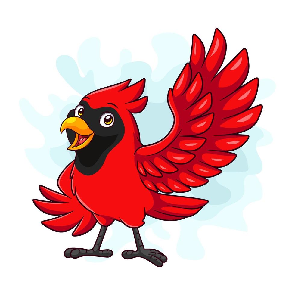 dessin animé petit oiseau cardinal sur fond blanc vecteur