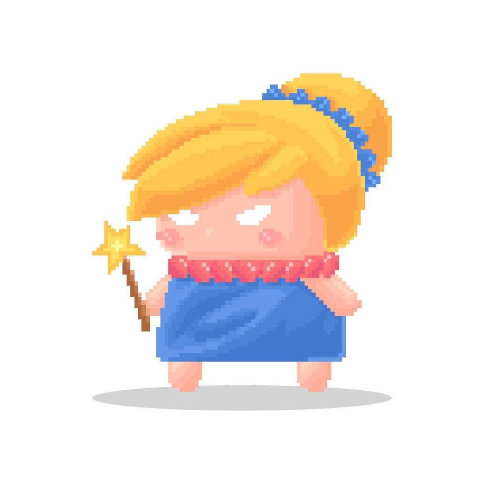 chibi princesse personnage pixel art vecteur