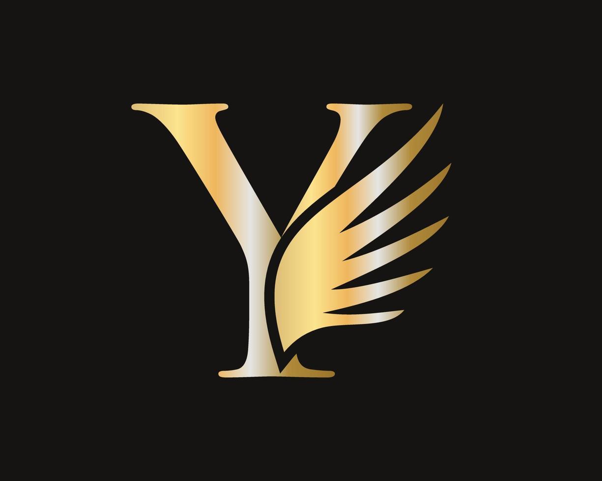 création de logo lettre y aile. logo de transport vecteur