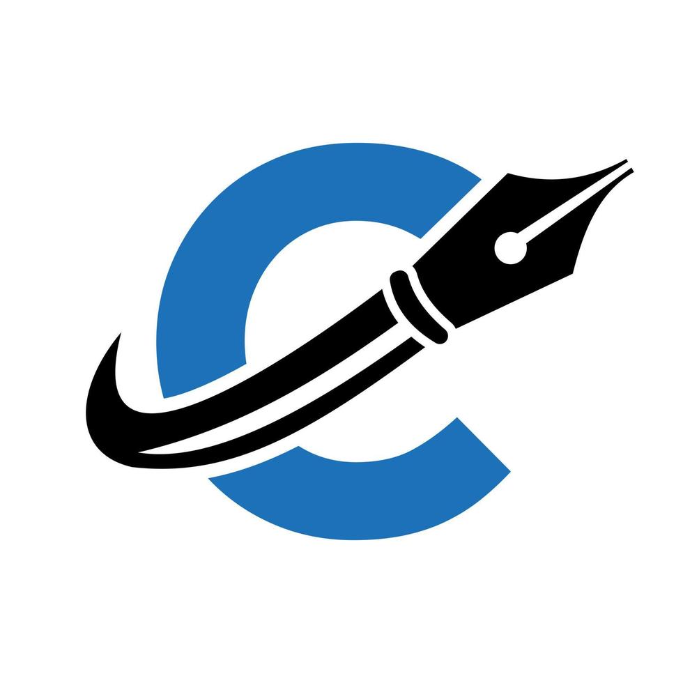 logo de l'éducation sur le concept de la lettre c avec un modèle de vecteur de pointe de stylo