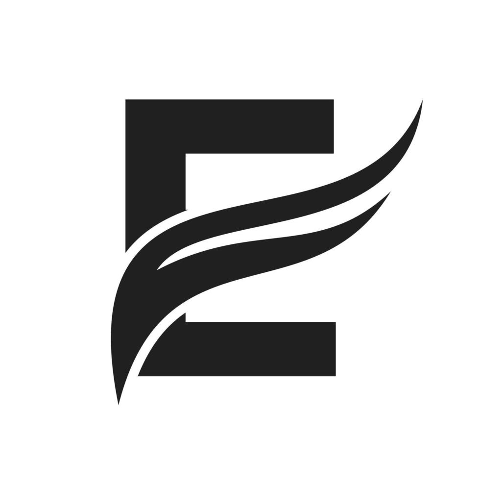 création de logo lettre e aile. logo de transport vecteur