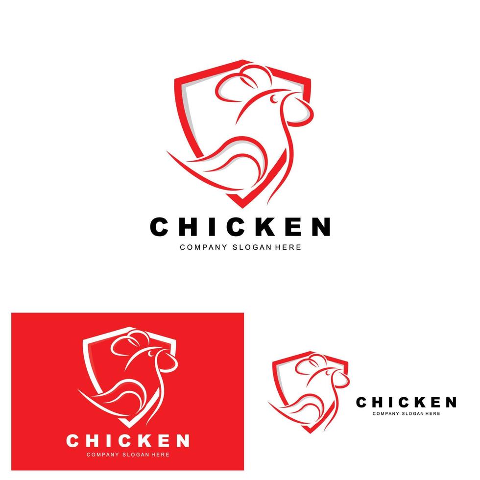 logo de poulet, vecteur d'animaux de ferme, conception pour élevage de poulets, restaurant de poulet frit, café