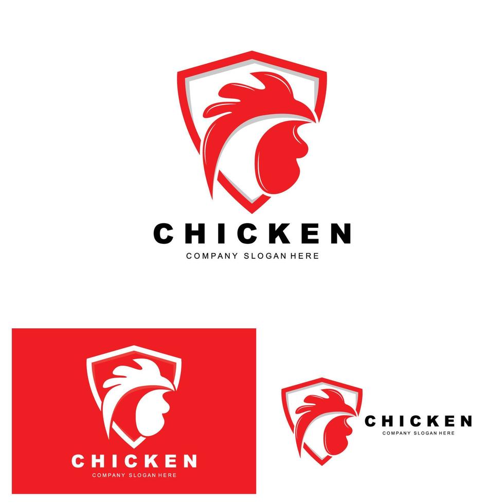 logo de poulet, vecteur d'animaux de ferme, conception pour élevage de poulets, restaurant de poulet frit, café